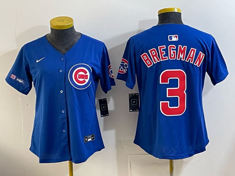 Women 2026 Chicago Cubs #3 Bregman Blue Game Nike MLB Jersey style 006->women mlb jersey->Women Jersey